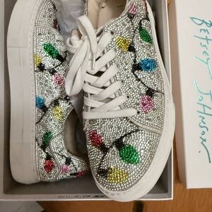 Betsey Johnson Women's multi color “lights” Rhinestone Sneakers, LIKE NEW